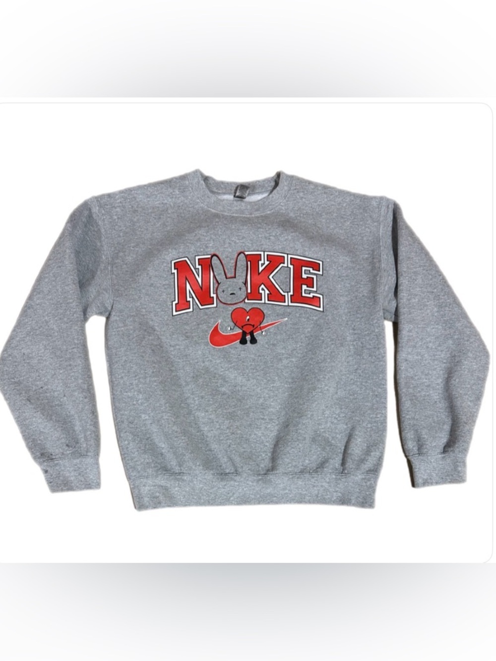 Gildan Gray Crewneck Sweatshirt with Red Graphic Logo
